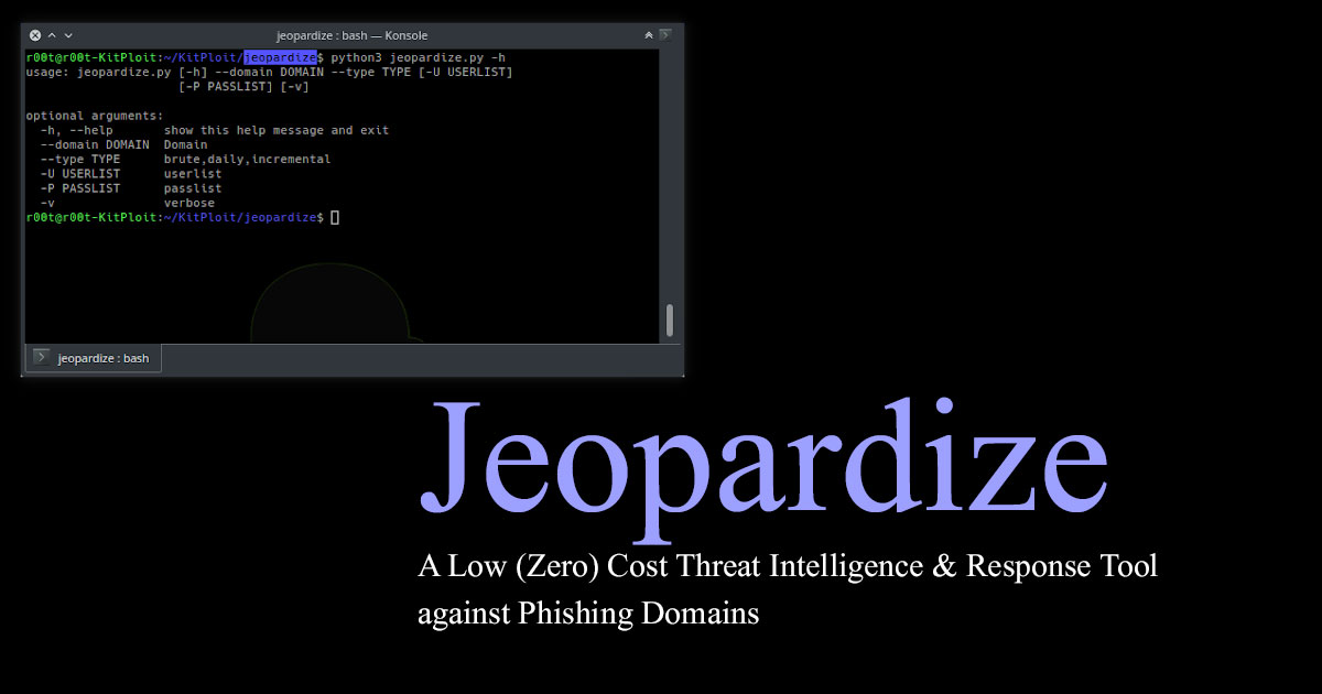 Jeopardize - A Low (Zero) Cost Threat Intelligence & Response Tool against Phishing Domains