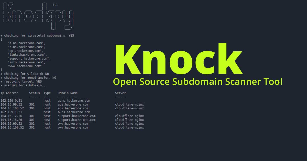 Knock - Open Source Subdomain Scanner Tool