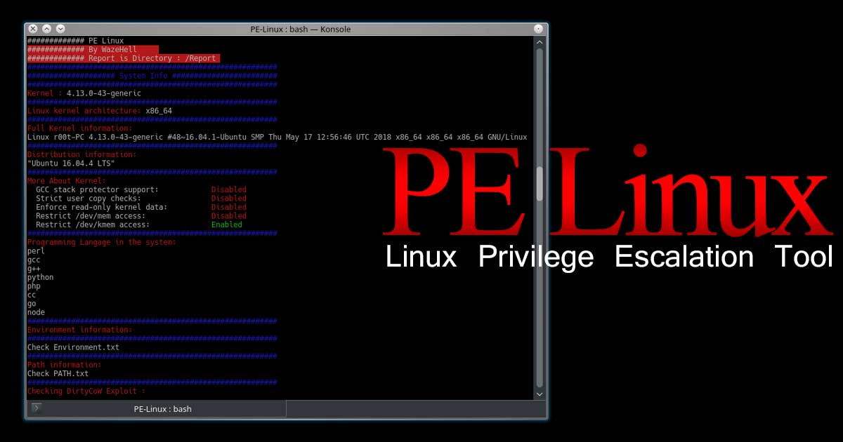 PE Linux - Linux Privilege Escalation Tool