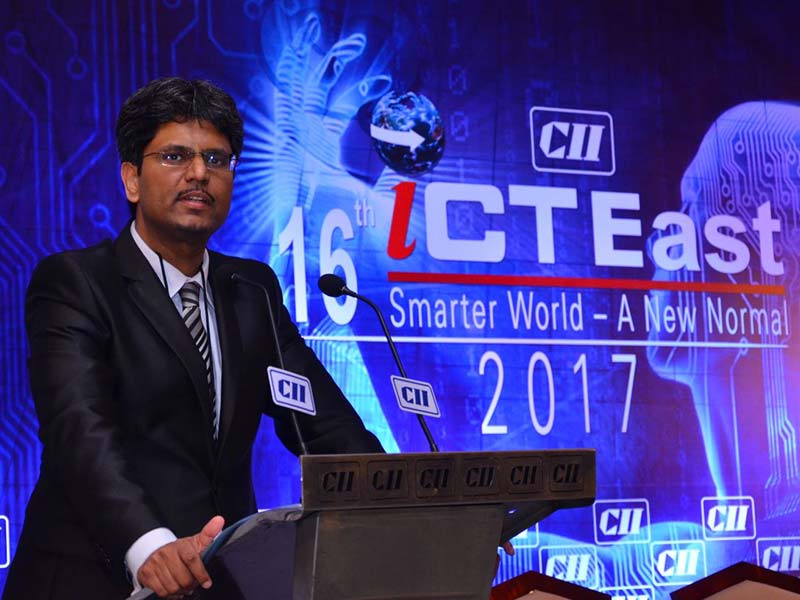 ISOAH director Sandeep Sengupta At CII ICT East 2017, talking about Cyber Security