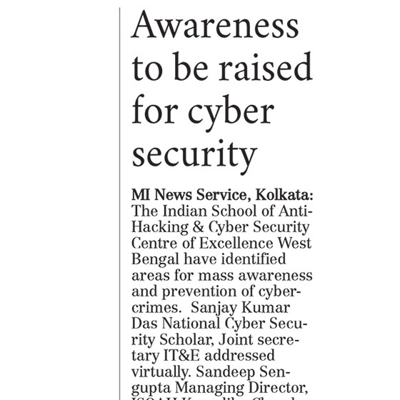 Indian School of Ethical Hacking & Cyber Security Centre of Excellence organized a Press Conference at The Press Club, Kolkata on the recent variety of hi-tech cyber crimes and preventive measures against those crimes.