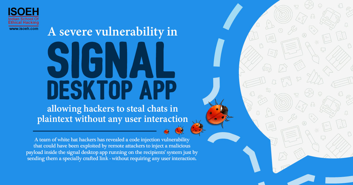 A severe vulnerability in Signal desktop app allowing hackers to steal chats in plaintext without any user interaction